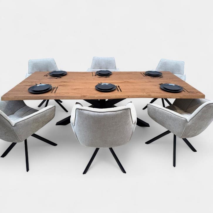 Tafel Boomstam eikenhout  Matrix  220x100, Huis en Inrichting, Tafels | Eettafels, Nieuw, Ophalen