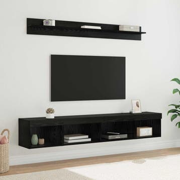 vidaXL TV Wandkast Set 5 st Zwart Eiken Bewerkt hout, Minder dan 50 cm, Verzenden, Nieuw, Minder dan 100 cm