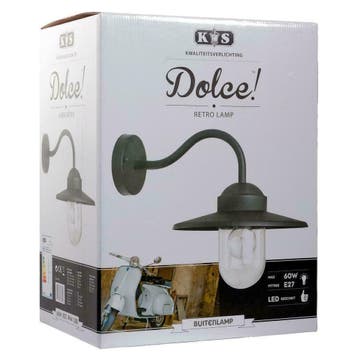 Retro Buitenlamp Stallamp Dolce Taupe, Groen, Zwart, koper, Tuin en Terras, Overige materialen, Minder dan 50 watt, Overige typen