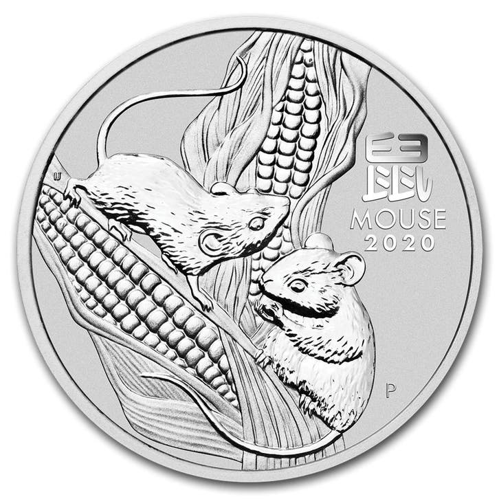 Zilveren Lunar munt Year of the Mouse 2020 2 troy ounce, Postzegels en Munten, Edelmetalen en Baren, Verzenden