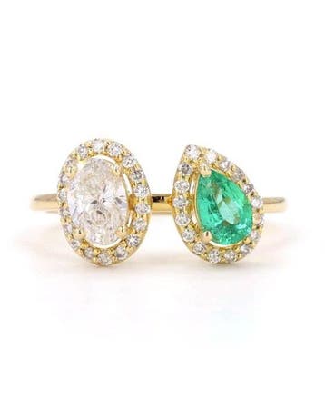 Zonder minimumprijs - Statement ring - 14 karaat Geel goud -