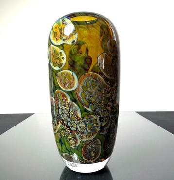 Maxence Parot - Vaas - Unieke vaas, kleuren en goud - Glas