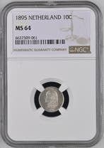 Koningin Wilhelmina 10 cent 1895 NGC MS64 (pop 5/5), Verzenden, Zilver, 10 cent, Koningin Wilhelmina