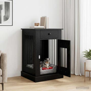 vidaXL Hond Bench Meubel Zwart eiken 50 x 47,5 x 80 cm, Verzenden, Nieuw