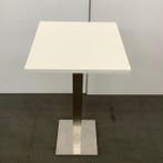 statafel op metalen poot, Hoogte 113 cm, Wit - RVS, Ophalen of Verzenden, Gebruikt