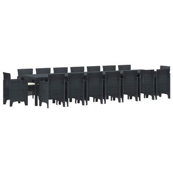 vidaXL Tuin Eettafelset met kussens 17 st Antraciet PP, Verzenden, Nieuw, 7 zitplaatsen