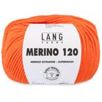Lang Yarns Merino 120 - 659 neon oranje - Merinowol Garen, Hobby en Vrije tijd, Breien en Haken, Ophalen of Verzenden, Nieuw