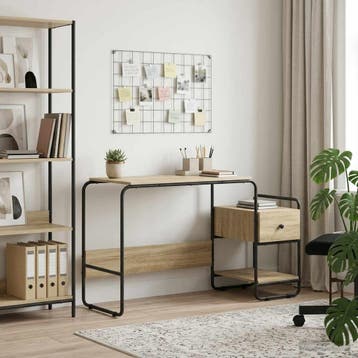 vidaXL Bureau met opbergruimte Sonoma Eiken 131,5 x 50 x, Verzenden, Nieuw