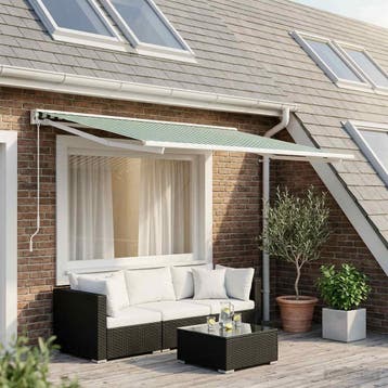 vidaXL Vervangingsdoek voor zonnescherm Groen en Wit 600 ×, Verzenden, Nieuw