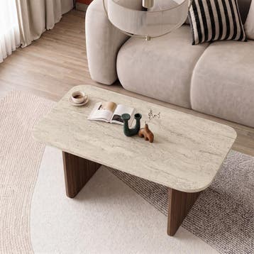 Evila Salontafel - Beige/Houtkleurig - Nieuw/Ongebruikt -, Huis en Inrichting, 50 tot 100 cm, 100 tot 150 cm, Nieuw, Scandinavisch