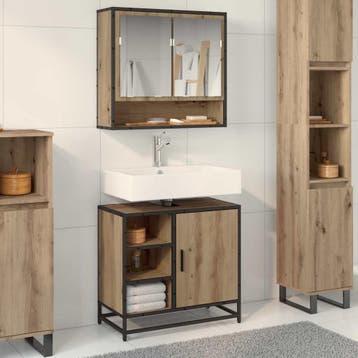 vidaXL Badkamerkast Artisan Eiken 65 x 33 x 60 cm Bewerkt, Verzenden, Nieuw, (Half)hoge kast
