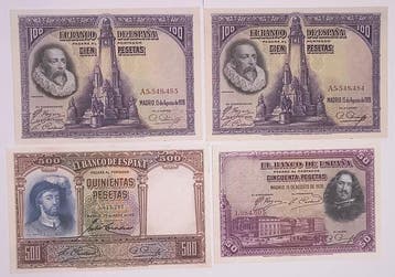 Spanje. - 4 Banknotes - Various Dates (Zonder minimumprijs)