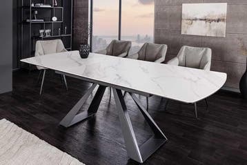 Uitschuifbare eettafel CONCORD 180-230cm wit keramiek marmer, Huis en Inrichting, Tafels | Eettafels, Ophalen of Verzenden, Nieuw