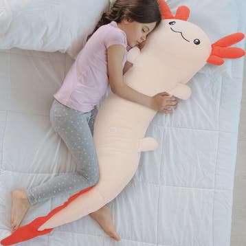 Glow-in-the-dark Axolotl Knuffelkussen 122cm - Magisch Pluch