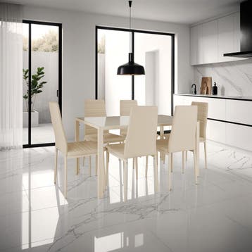 Eetkamerstoelen, kunstleer - beige, Set van 4, Huis en Inrichting, Stoelen, Verzenden, Nieuw