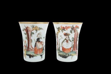 Beker (2) - Opaline glas, 19e eeuw - Opaline glazen bekers