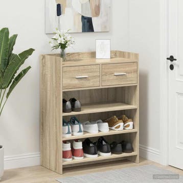vidaXL Schoenenkast Sonoma Eiken 73,5 x 36 x 92 cm Bewerkt, Verzenden, Nieuw