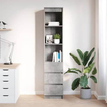 vidaXL Highboard 37,5x35x180 cm spaanplaat betongrijs, Minder dan 50 cm, Verzenden, Nieuw, Minder dan 100 cm