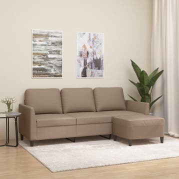 vidaXL Driezitsbank met voetenbank 180 cm kunstleer, Verzenden, Nieuw, Driepersoons, Leer