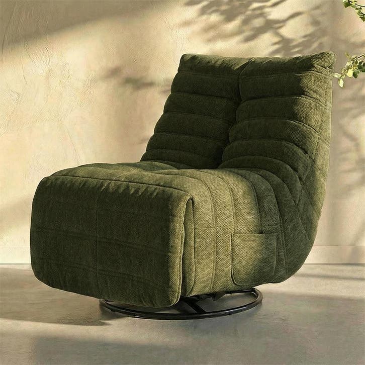 *WOONWINKEL* Verstelbare Lounge Fauteuil Retro Groen, Huis en Inrichting, Fauteuils, Nieuw, Stof, Verzenden