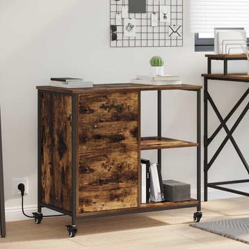 vidaXL Kast met Oplaadstation met wiel Gerookt eiken 76 x 41, Verzenden, Nieuw