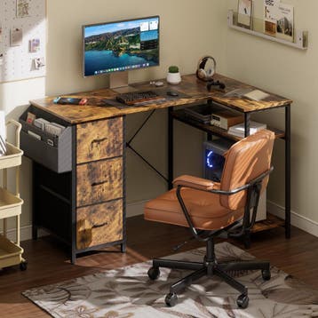 Bureau - Computertafel - Computerbureau - 140x78 cm - Bruin, Huis en Inrichting, Verzenden, Zo goed als nieuw