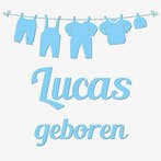 Geboorte jongen waslijn | Raamsticker, Verzenden, Nieuw, Geboortebord