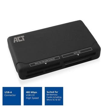 ACT | Kaartlezer | Extern | 64-in-1 | USB2.0, Verzenden, Nieuw