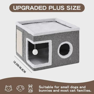 Multifunctioneel Kattenhuis met Krabplank - Opvouwbaar, Comf, Verzenden, Nieuw
