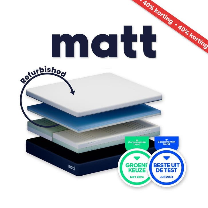 Matras 160x190 Matt Sleeps | Refurbished | -40% korting, Huis en Inrichting, Slaapkamer | Matrassen en Bedbodems, 160 cm, 190 cm of minder