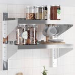 vidaXL Wandschap 2-laags 50x30x48 cm roestvrijstaal, Verzenden, Nieuw