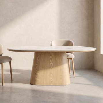 *WOONWINKEL* Ovale Eettafel Eiken En Wit Marmer 200 Cm, Huis en Inrichting, Verzenden, Nieuw