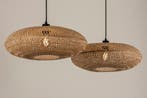 Rietveld Hanglampen - Bruin, Naturel - Metaal, Rotan, Verzenden, Nieuw