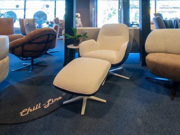 Draaifauteuil Nautic in stof met voetenbank nu 25% KORTING, Minder dan 75 cm, Moderne draaifautueils, Stof, Nieuw