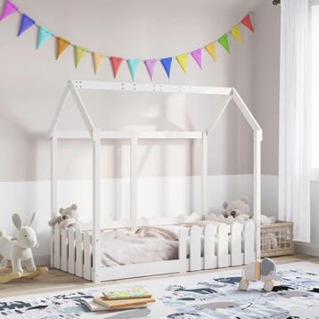 vidaXL Bedhuis wit massief grenenhout 70x140 cm, Verzenden, Nieuw, Wit, Hout