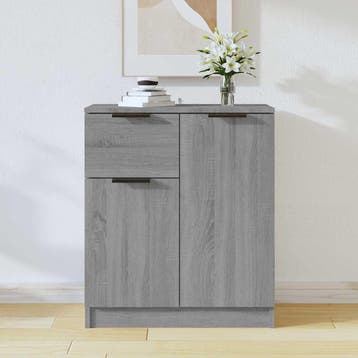 vidaXL Dressoir 60x30x70 cm bewerkt hout grijs sonoma eiken, Huis en Inrichting, Kasten | Dressoirs, Verzenden, Nieuw, 50 tot 100 cm