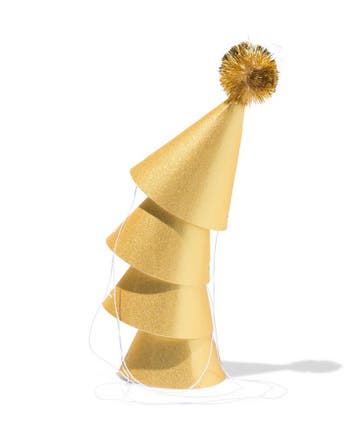 HEMA Feesthoedjes pompon goud - 4 stuks, Verzenden, Nieuw