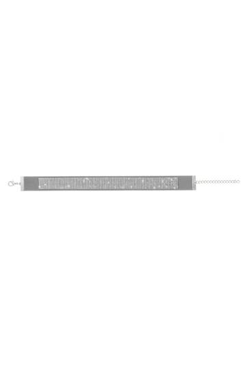 KIMU® Choker Strass Zilver Stoffen Choker met Strass Steentj, Sieraden, Tassen en Uiterlijk, Kunststof, Verstelbaar, Nieuw, Ophalen of Verzenden