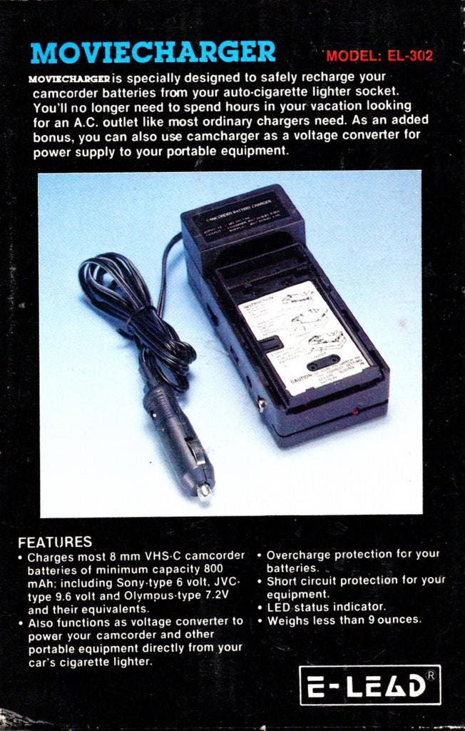 E-Lead Moviecharger / Acculader voor 8 mm VHS-C Camcorder Ba, Audio, Tv en Foto, Fotografie | Fotostudio en Toebehoren, Zo goed als nieuw