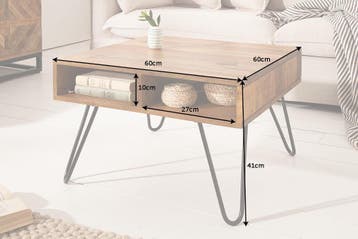 Handgemaakte salontafel SCORPION 60cm massief sheeshamhout, Ophalen of Verzenden, Nieuw