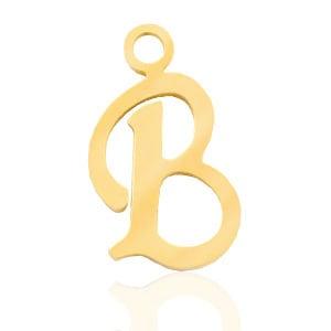 Roestvrij stalen (RVS) Stainless steel bedels initial B Goud, Ophalen of Verzenden, Nieuw, Bedel