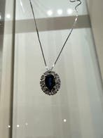 Miluna - Ketting met hanger - 18 karaat Witgoud Saffier -, Sieraden, Tassen en Uiterlijk, Antieke sieraden