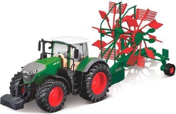 Bburago Tractor Fendt 1050 Vario Met Schudmachine 18-31665, Ophalen of Verzenden, Nieuw