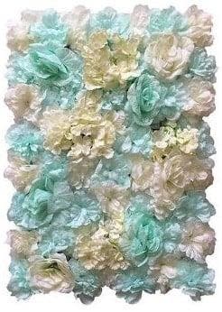Flowerwall 40x60 cm zeegroen lichtblauw aqua rozen en, Ophalen of Verzenden, Nieuw