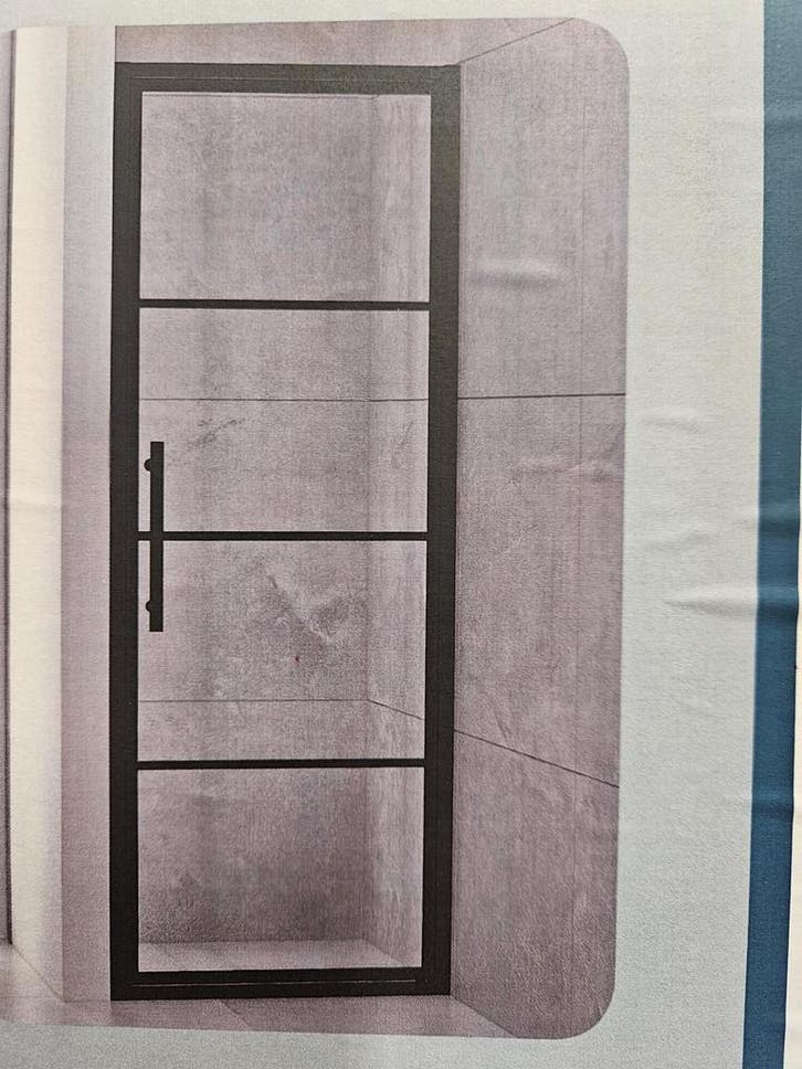 Nisdeur Frame 90 x 200 cm 8 mm NANO Glas Mat Zwart Raster, Doe-het-zelf en Verbouw, Sanitair, Bad, Nieuw, Glas, Ophalen of Verzenden