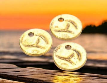 2 x Metalen bedels van muntjes goudkleur afm. 19 x 1mm ga..., Ophalen of Verzenden, Nieuw, Bedel