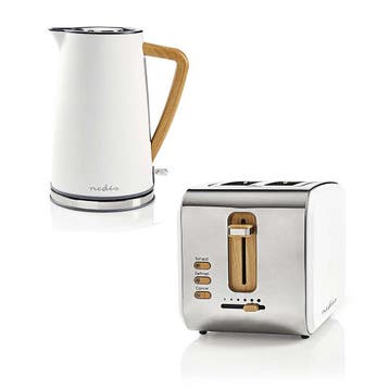 Waterkoker/Broodrooster | Nedis (Soft touch, Wit), Verzenden, Nieuw