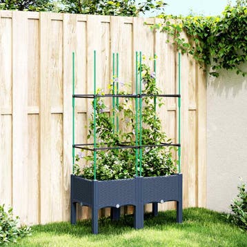 vidaXL Plantenbak met latwerk 80x40x142,5 cm polypropeen, Verzenden, Nieuw, Kunststof