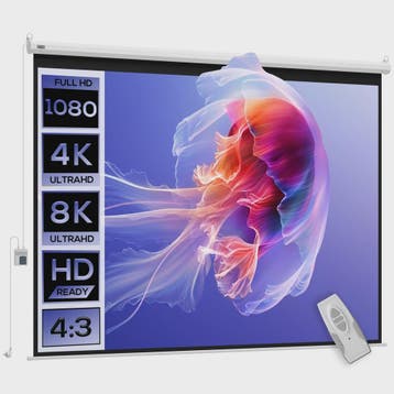 HOMCOM screen video projector 84 inches, 4:3 4K HD motorized, Verzenden, Nieuw