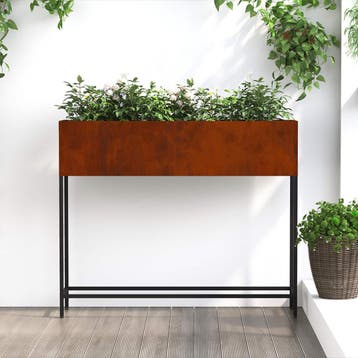 vidaXL Verhoogde Tuin Plantbak Roestig 100 x 26 x 82 cm, Tuin en Terras, Verzenden, Minder dan 60 cm, Nieuw, Metaal